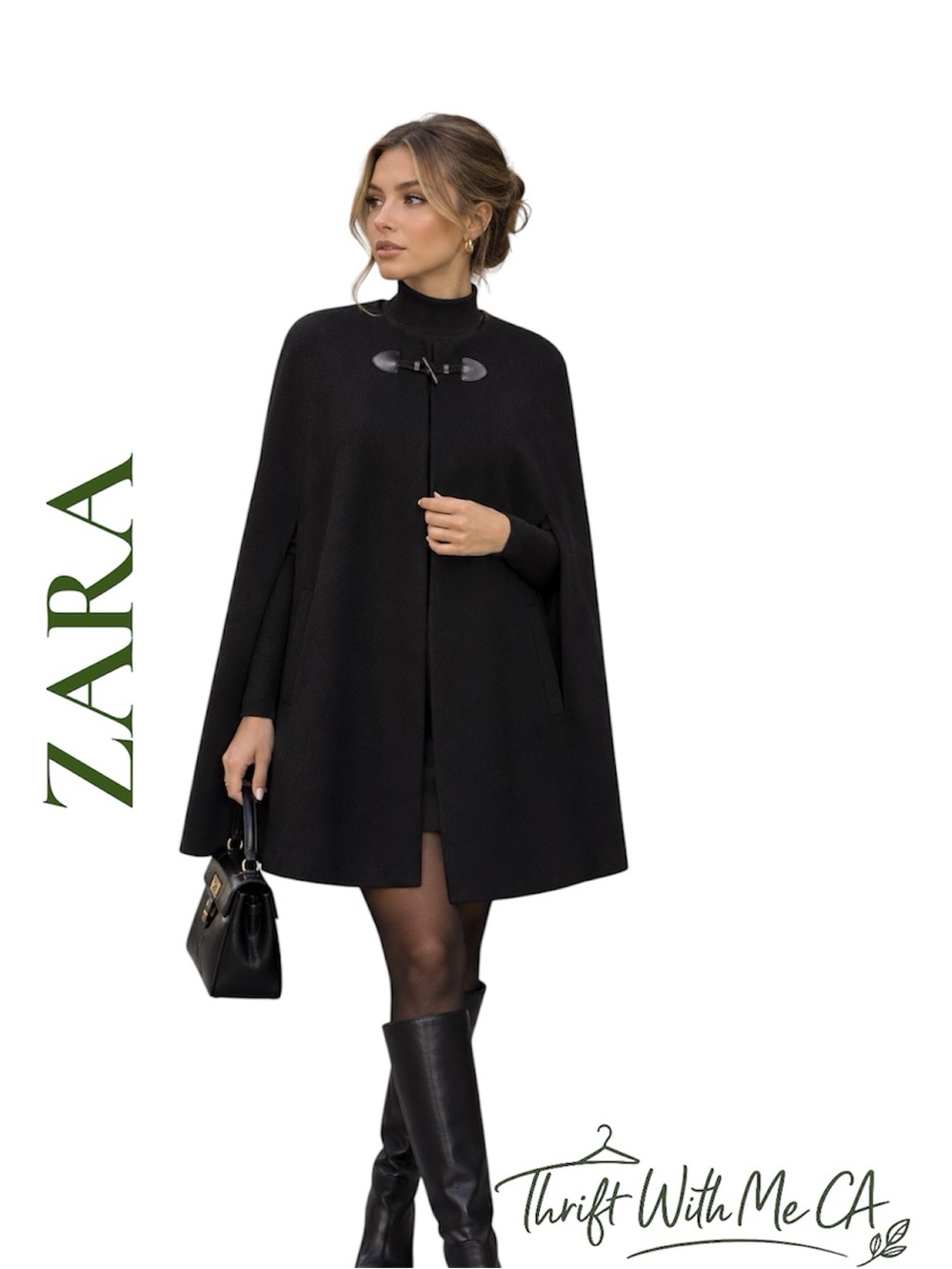 NEW | ZARA Black Cape Coat 🖤